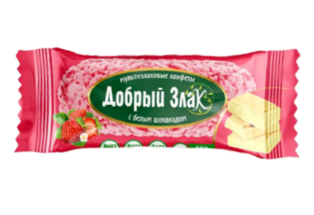 Конфета Мультизлаковая конфета Добрый злак с белым шоколадом со вкусом клубники